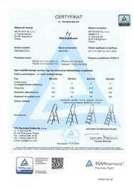 certyfikat Aluminiumleiter Bayersystem BS-DA5 150kg
